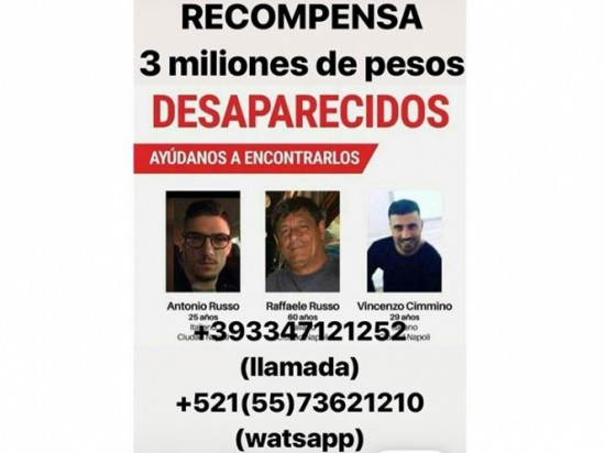 Familiares de italianos desaparecidos en Jalisco ofrecen 3 MDP para encontrarlos.. Noticias en tiempo real
